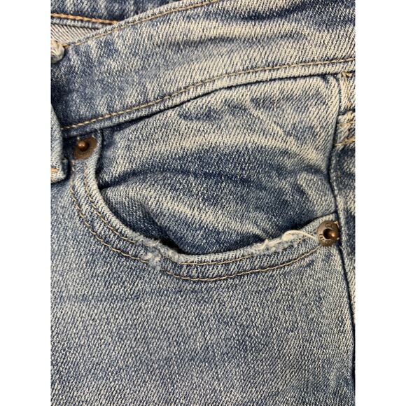 Gap Girlfriend Jeans Womens Size 25 Patches Light Wash Denim Distress Raw Hem - Picture 11 of 12